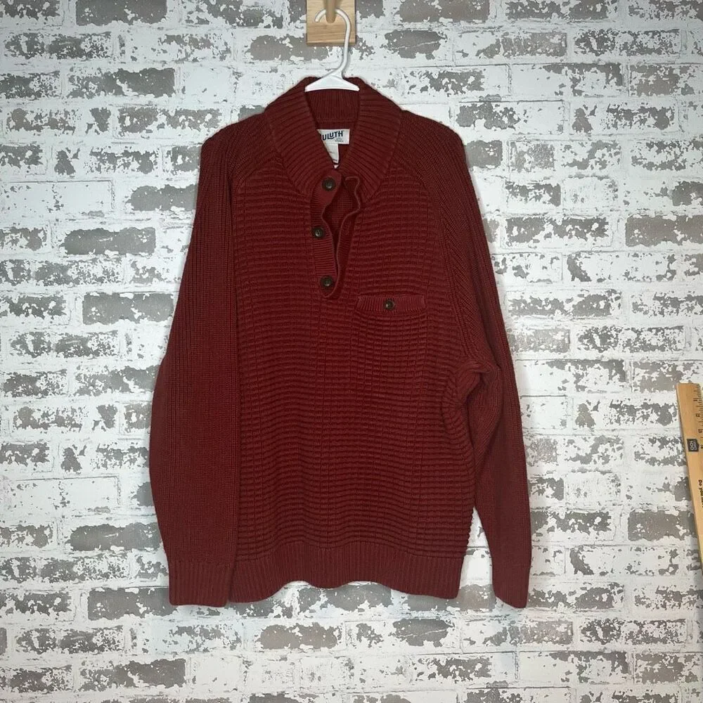 Duluth Trading Co. | men knitted burnt orange Henley sweater